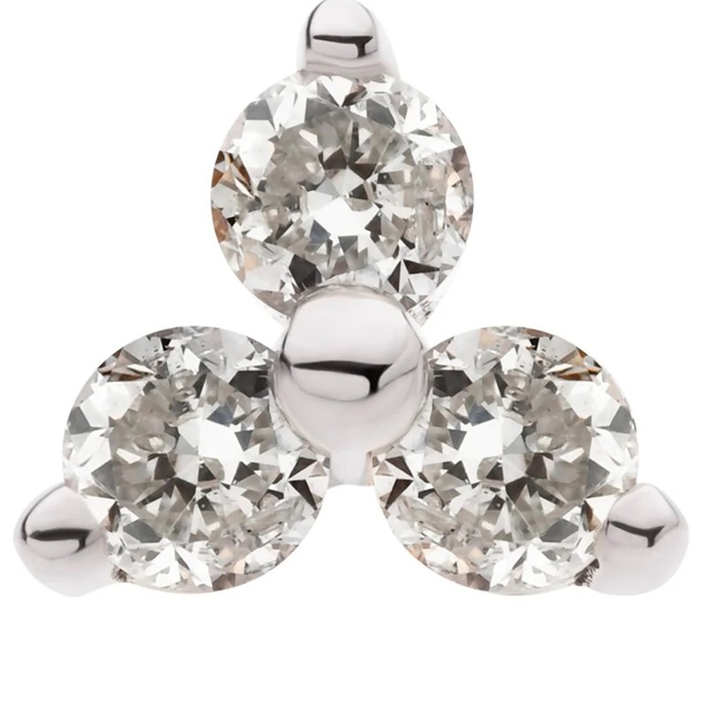 14k white gold trinity threadless end